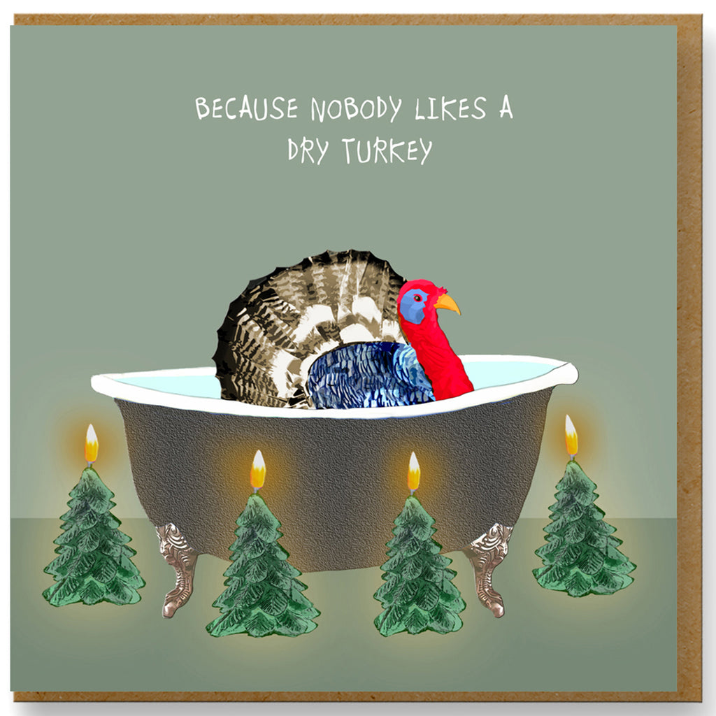 Funny Christmas Card - Turkey in bath